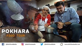 POKHARA Food Tour in NEPAL  HUGE Cheli Set Thali  Fish Thali  BUTTER Tea [upl. by Nomelc488]