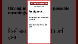 Ambiguous Meaning  Word Meaning  The English Mentor [upl. by Guntar]