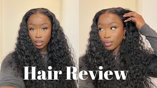 Hair Review Asteria Hair Water Wave Wig Install Débutant [upl. by Ylatfen474]