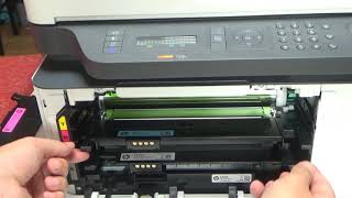 HP Color Laser MFP 179fnw 178nw Remove install replacing toner cartridge [upl. by Weinberg482]