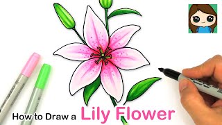 How to Draw a Lily Flower Easy [upl. by Ivett]