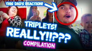 Triplets Part 4 Another Best funny triplet pregnancy reveal compilation Wait for the Dad [upl. by Eibob411]