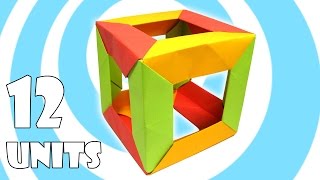 Modular Origami Cube Tutorial 12 units Tomoko Fuse [upl. by Rehpotsirhc584]