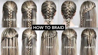 10 Basic Braids For Beginners  Easy DIY Tutorial [upl. by Marcello336]