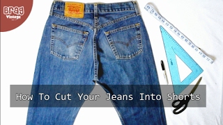 5 Steps How To Cut Mens Jeans Into Shorts [upl. by Anayk986]