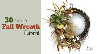 Quick 30 Minute Fall Wreath Tutorial  Southern Charm Wreaths [upl. by Ilrebmik]