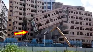 Amazing Fastest Collapse Building Demolition Dangerous Heavy Excavator Crane Machines Working [upl. by Tallia]