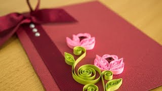 DIY Greeting Card Paper Quilling Flower Art by HandiWorks [upl. by Wil933]