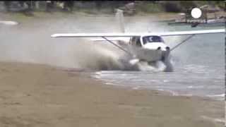 Double trouble Light plane crashes twice on New Zealand beach [upl. by Allit]