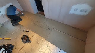 Laying chipboard floating flooring [upl. by Eillah]