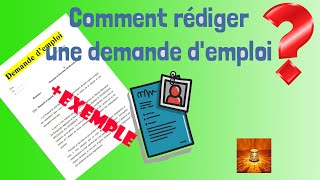 Comment rédiger une demande demploi avec exemple [upl. by Pascasia463]