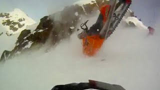 TERRIFYING SNOWMOBILE ACCIDENT ON GOPRO [upl. by Acinhoj]