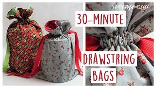 Lined Drawstring Bags  EASY DIY  Whitney Sews [upl. by Gifford434]