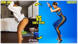 FORTNITE DANCES IN REAL LIFE 100 SYNC Hit It Get Griddy Rollie Blinding Lights Say So ❤️ [upl. by Arik]