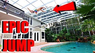 JUMPING Off 20 Foot Balcony INTO Pool [upl. by Aliel703]