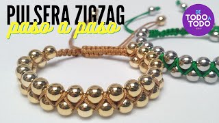 Cómo hacer una pulsera en ZIGZAG con balines o piedras [upl. by Bruner]