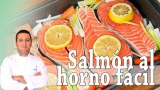 Salmón al horno fácil  Recetas de cocina [upl. by Faus]