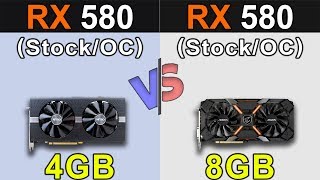 RX 580 4GB Vs RX 580 8GB  Stock and Overclock  New Games Benchmarks [upl. by Eitsirhc]