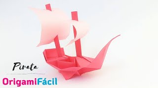 Cómo hacer un barco PIRATA de papel fácil  Origami [upl. by Blayze538]