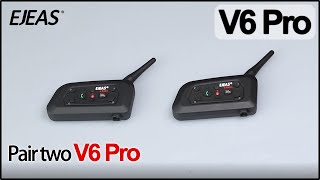 EJEAS V6 Pro  Pair two V6 Pro  motorcycle helmets bluetooth intercom [upl. by Tyra]