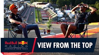 The view from the top Daniel Ricciardo and Max Verstappen at the Belgian Grand Prix [upl. by Aronal]