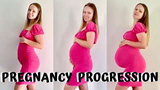 PREGNANT BELLY GROWTH  10  38 WEEKS TRANSFORMATION  SECOND PREGNANCY WEEK BY WEEK BUMP PROGRESS [upl. by Keen]