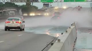 VIDEO Car hydroplanes on freeway [upl. by Inaj576]