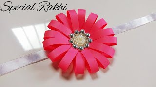 How to make beautiful Rakhi at home  Rakhi making ideas at home with paper  Easy Rakhi making idea [upl. by Saimerej]