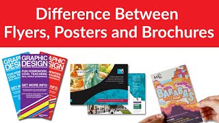 Difference between Flyer Poster and Brochure  Flyer and Poster Difference  FREE Design Course [upl. by Ydollem]