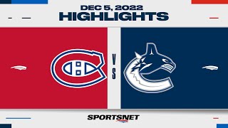 NHL Highlights  Canadiens vs Canucks  December 5 2022 [upl. by Audun]