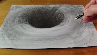 Drawing a 3D Black Hole  How to Draw Round Hole  Anamorphic Trick Art [upl. by Yecnay]