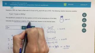 ALEKS  Calculating Equilibrium Composition from an Equilibrium Constant [upl. by Enowtna]