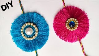 How to make Beautiful Rakhi at home DIY Silk Thread Rakhi Making Ideas For Rakshabandhan [upl. by Nyladgam]