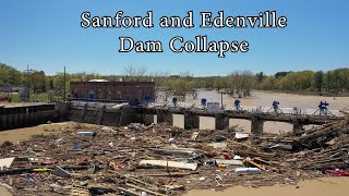 Sanford and Wixom Flood 2020  Drone  Dam Collapse [upl. by Eiramadnil338]