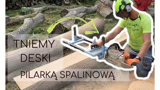 JAK UCIĄĆ DESKE PILARKĄ SPALINOWĄ Mały Przenośny Trak Spalinowy [upl. by Glaudia]