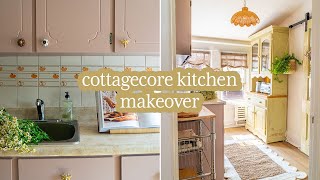 SMALL RenterFriendly Kitchen Makeover  Cottagecore Style [upl. by Paulson]