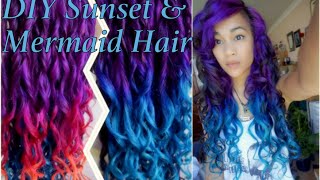 How To Sunset amp Mermaid Hair Ombre Tutorial  Irresistible Me Hair Extension Review [upl. by Llebyram]