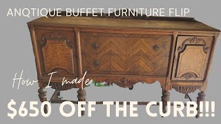 Curbside Furniture FlipAntique Buffet MakeoverBuffet Furniture Fip [upl. by Ricky]