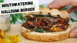 HALLOUMI BURGER RECIPE  Mushroom and Halloumi Burger  The Best Halloumi Burger [upl. by Selohcin]