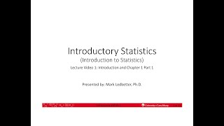 Introductory Statistics Lecture 1 Introduction and Chapter 1 Part 1 [upl. by Acirea124]