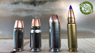 9mm vs 357 Sig vs 10mm vs 57x28mm vs Ballistic Gel [upl. by Asaeret]