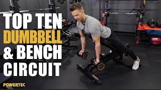 Powertec Top 10 Dumbbell amp Bench Routine [upl. by Egap]