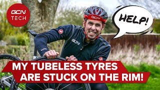 How To Remove Tubeless Bike Tyres From Your Wheel Rim  GCN Tech [upl. by Kataway]