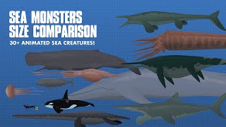 LARGEST SEA CREATURES  ANIMATED Size Comparison Sea Monsters [upl. by Ahsieit]