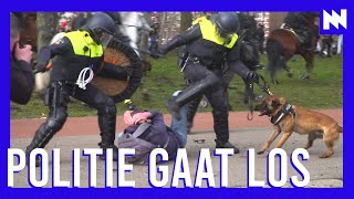 Politie slaat met veel geweld demonstranten van Malieveld [upl. by Ruttger261]