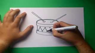 Como dibujar un tambor paso a paso  How to draw a drum [upl. by Eelrihs339]