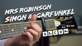 Mrs Robinson guitar lesson tutorial Simon amp Garfunkel how to play [upl. by Ahseik]