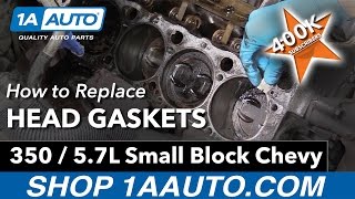 How to Replace Head Gaskets on a 350 57L Small Block Chevy Engine [upl. by Ynaffad804]