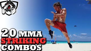 20 Unique MMA Striking Combos Muay Thai Taekwondo Boxing [upl. by Cinomod]