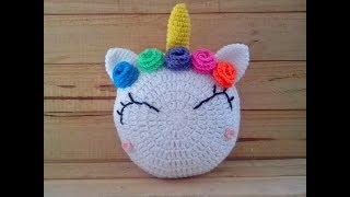 Cojín o almohadón Unicornio tejido a crochet  Paso a paso [upl. by Nytsirk]